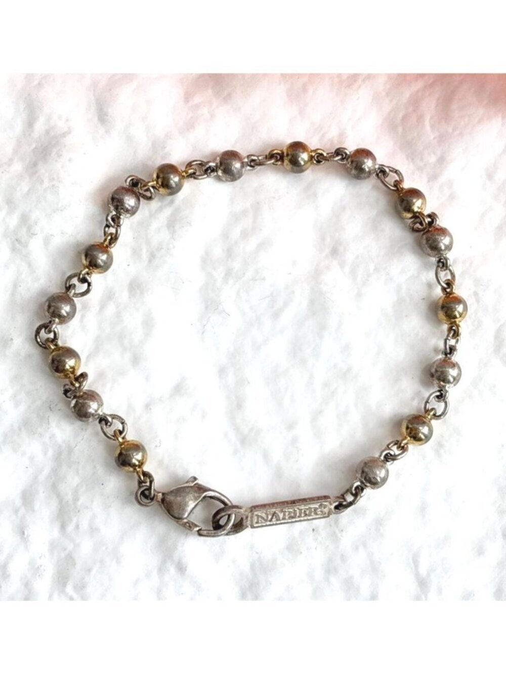 NAPIER Designer Beaded Circa 1960's Dual Silver & Gold Toned Vintage Bracelet